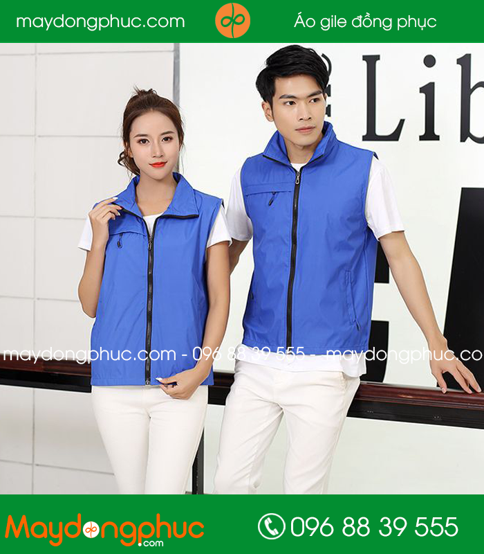 Mẫu áo gile công nhân màu Xanh bích